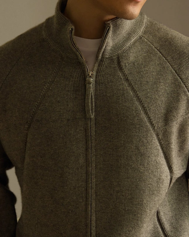 Half Turtleneck Thickened Knitting Coat Zipper Cardigan