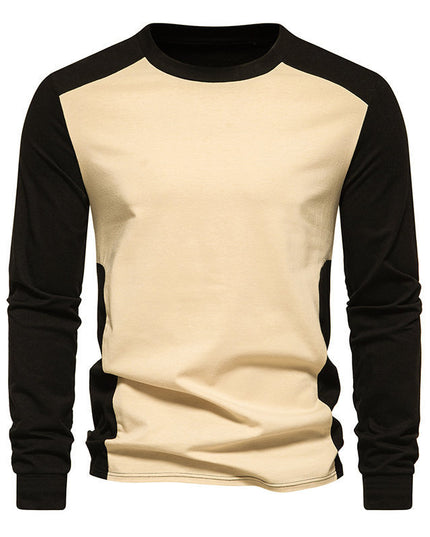 Autumn And Winter New Long Sleeve T-shirt Men's Base Shirt Matching Color Round Neck Sleeve Men's Long Sleeve T-shirt