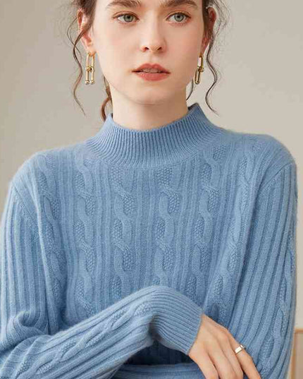 Pure Cashmere Shirt Women's Half Turtleneck Loose Thick Sweater