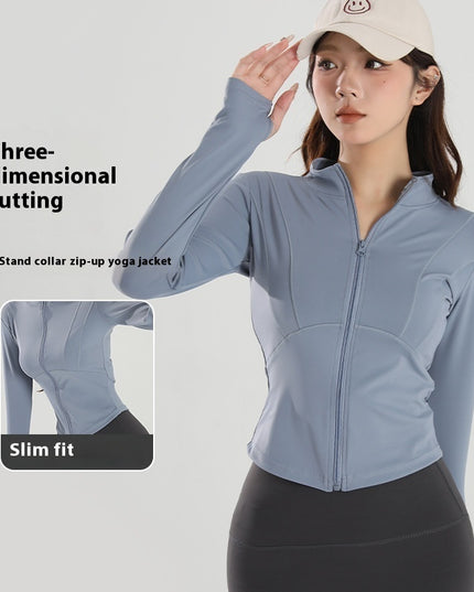 Stand Collar Jacket Thin Fitness Top Yoga Clothes Long Sleeve