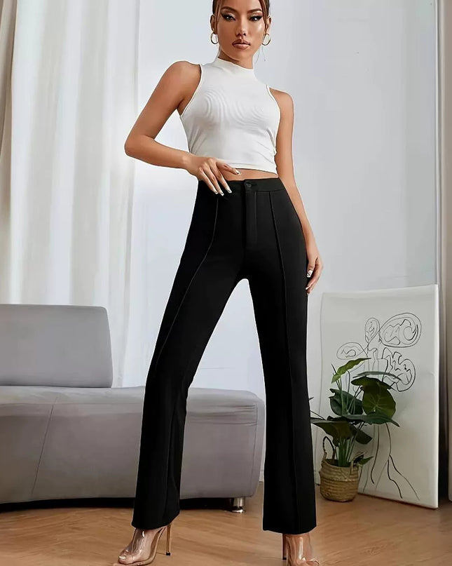 Hip Raise Slimming All-matching Elastic Waistband Small Straight Pants