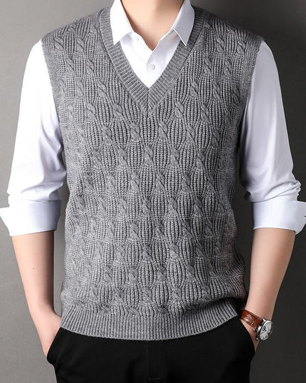 Woolen Vest Men's Twisted Loose Middle-aged Knitted Dad Vest Base Sleeveless Shirt Wholesale