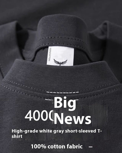 Plus Size Cotton Men's Blank T-Shirt White Oversized Retro Solid Color T-Shirt Large Size Men's Women's Fashion Short Sleeve Men's T-Shirt