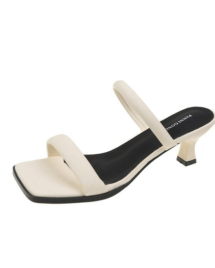 French Style High-grade Sandals Women's Chain Chunky Heel High Heel Toe Covering