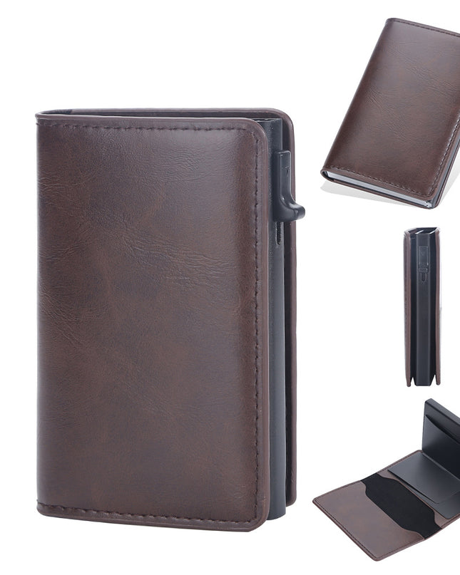 Crazy Horse Leather Anti-degaussing Card Clamp Men