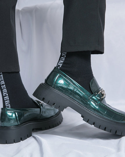 Men's Youth British Style Platform Big Head Workwear Leather Shoes