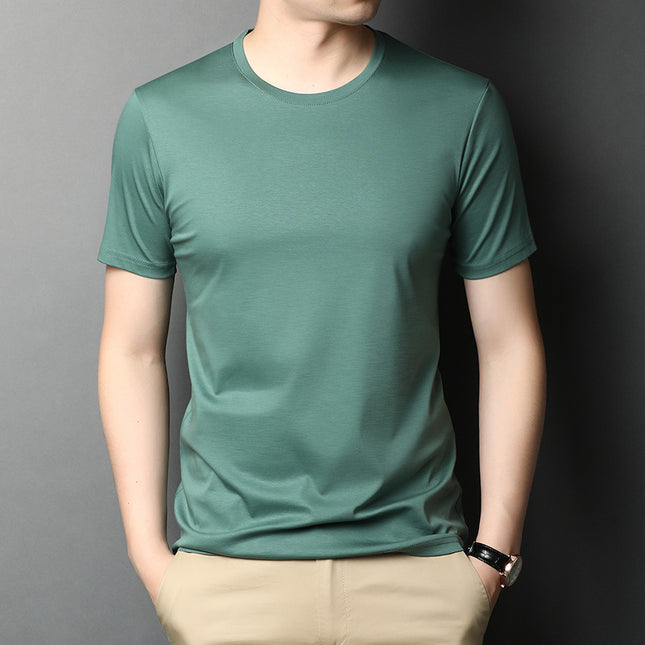 Men's Mercerized Cotton Loose Solid Color Short Sleeves