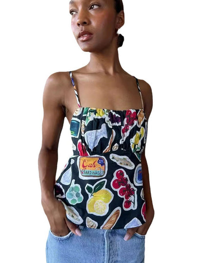 Contrast Color Sexy Backless Slim Fit Hot Girl Vest