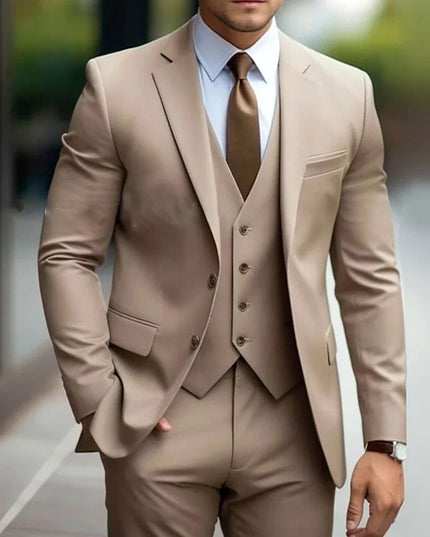 Business Casual Men's Three-piece Suit For Bridegroom Men's Wedding