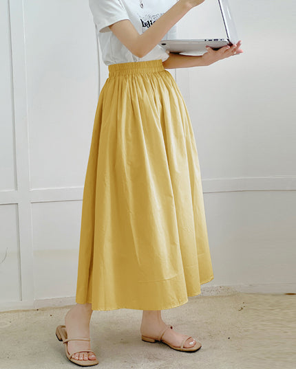 Skirt Pure Cotton Flared Pleated Swing