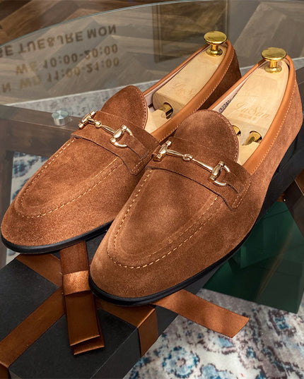 Soft Structure Suede Horsebit Slip On Shoes For Men