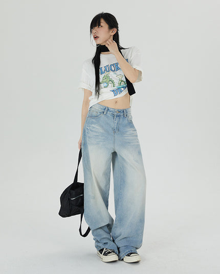 Women's Fashionable Loose All-match Mop Jeans