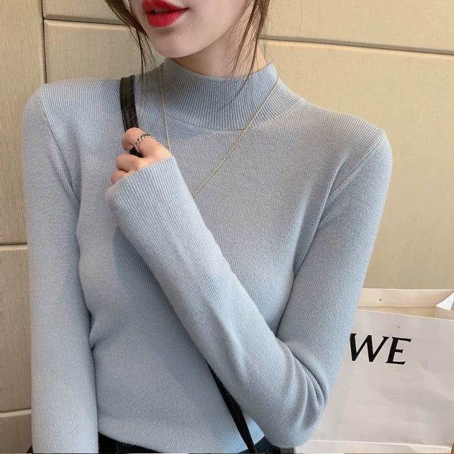 Inner Knitted Bottoming Shirt Slim Fit Slimming Long Sleeves Versatile Western Style Top
