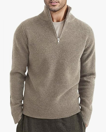 Men's Thickened Half-height Zip Collar Warm Sweater Coat