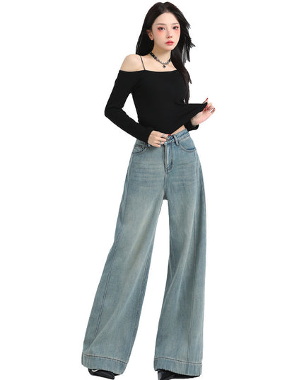 Spring New Straight Pants Mopping Jeans Trousers Lengthened