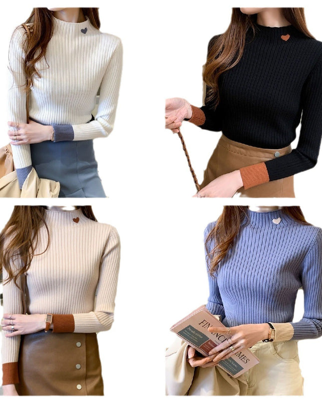 Slim-fit Slimming Bottoming Shirt Versatile Half-high Collar Knitted Sweater
