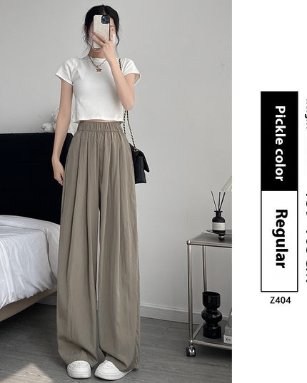 Loose Drape Casual Straight-leg Thin Ice Silk Wide-leg Pants