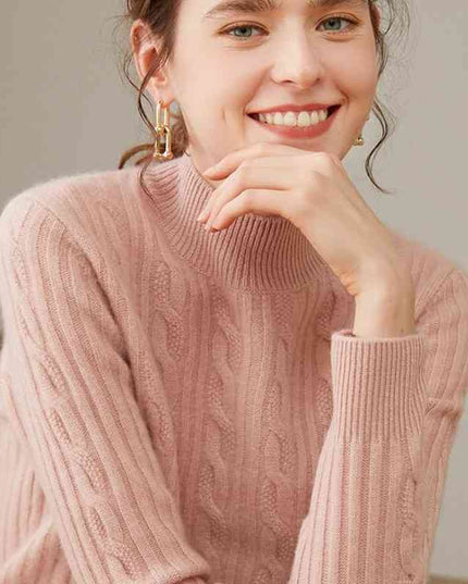 Pure Cashmere Shirt Women's Half Turtleneck Loose Thick Sweater