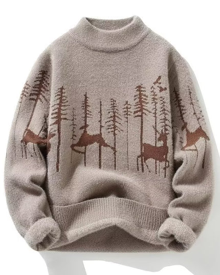 Autumn And Winter Half Turtleneck Sweater Men's Korean Style