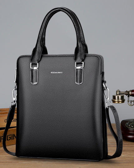 Men's Handbag Double Pull Large Capacity Business Computer Bag Authentic Leather Tactile Feel