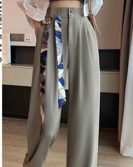 High Waist Narrow Version Ice Silk Wide-leg Pants Drape