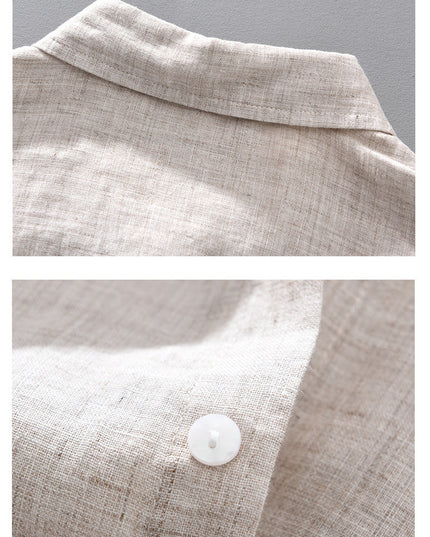 Linen Breathable Shirt Solid Color Loose Men