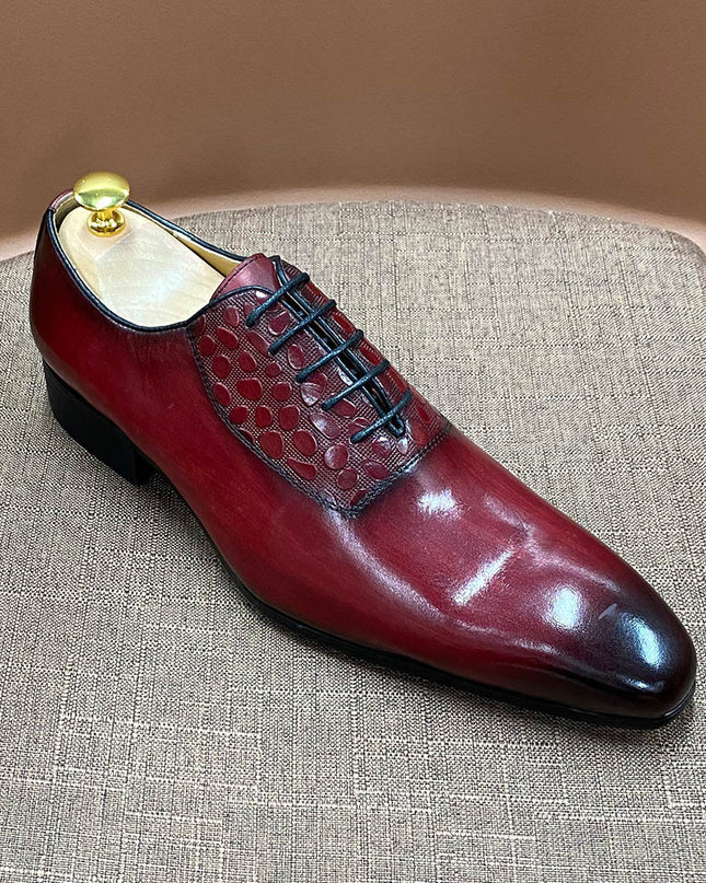 Leather Lace Pointed Oxford Shoes Handmade Business Casual
