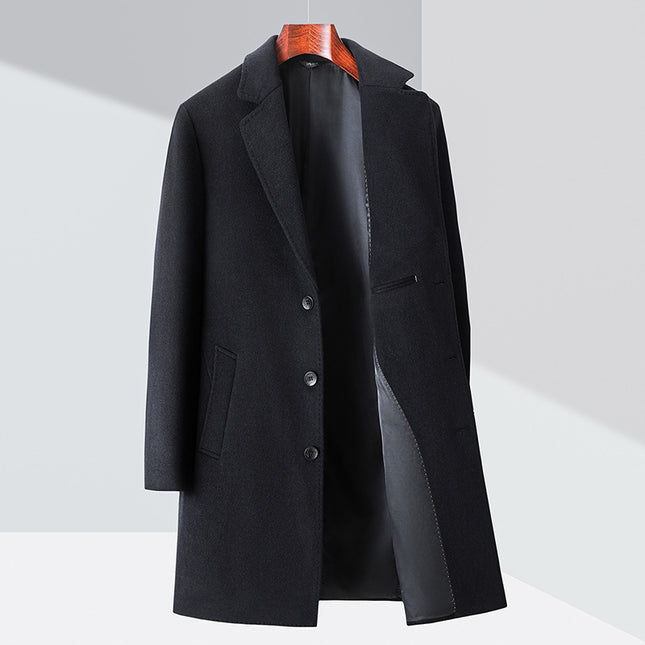 Men's Business Casual Woolen Trench Coat