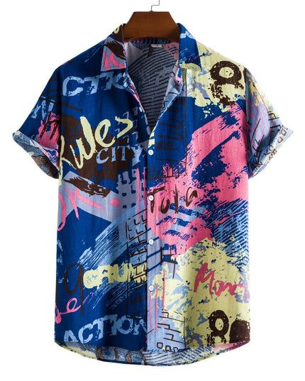 Hawaiian Men's Summer 3D Printed Short-sleeved Shirt