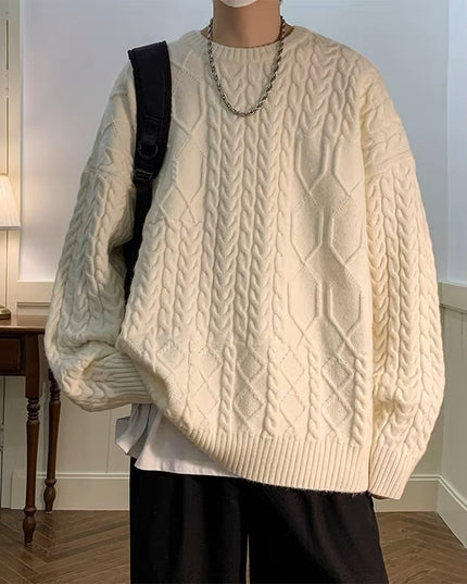 Cable-knit Sweater Men's Japanese Trendy