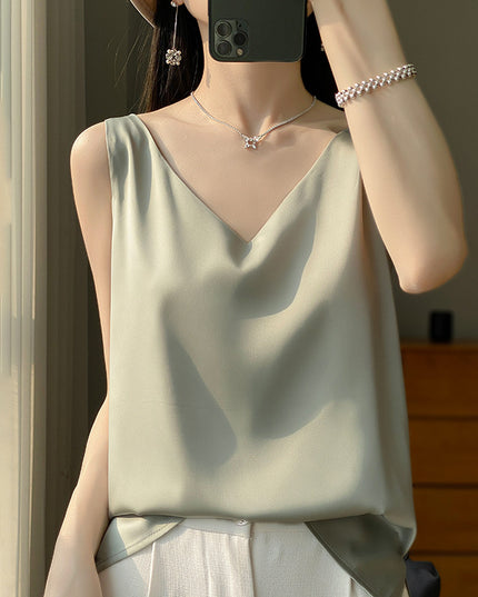 Sling Vest Inner Match Satin Silky Base Loose Sleeveless Top