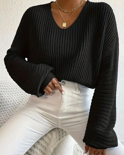 Solid Color Long Sleeve Pullover Loose Casual Women
