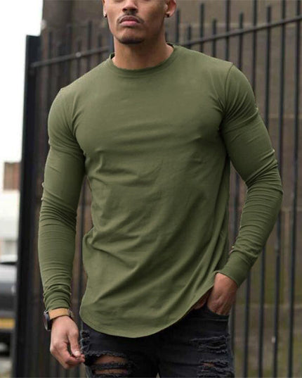 Men's Sports Solid Color Fitness Slim Long Sleeve And Short Sleeve T-shirt