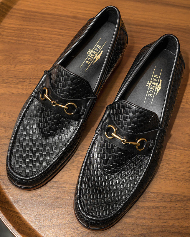 Business Casual Men's Woven Loafers Leather Shoes Men's Shoes