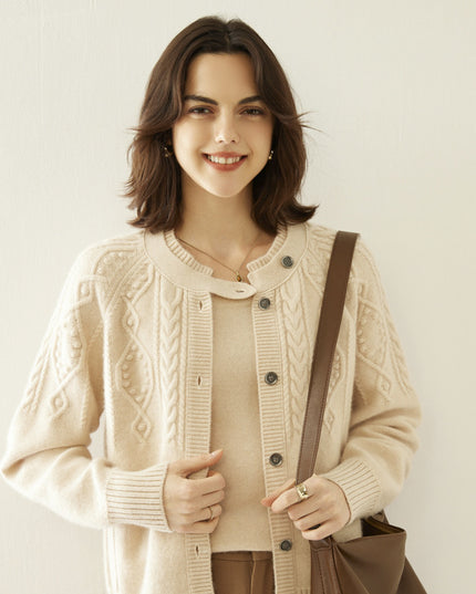 Cashmere Thick Knit Cardigan Women's Sweater