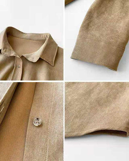 Top Corduroy Temperament Retro Hong Kong-flavored Brushed Shirt Coat
