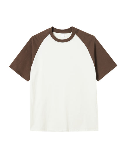 270g Cotton Contrast Color Short-sleeved Raglan Loose T-shirt