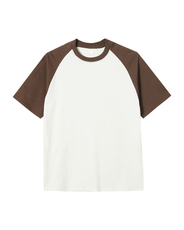 270g Cotton Contrast Color Short-sleeved Raglan Loose T-shirt