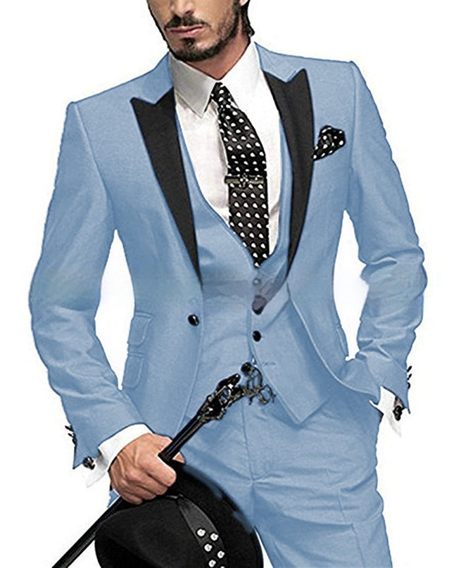 Black Collar Color Blocked Three Piece Set