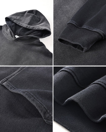 Washed Gradient Worn Hooded Sweater For Men