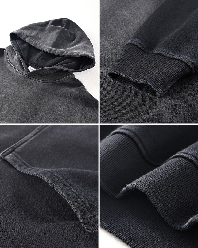 Washed Gradient Worn Hooded Sweater For Men