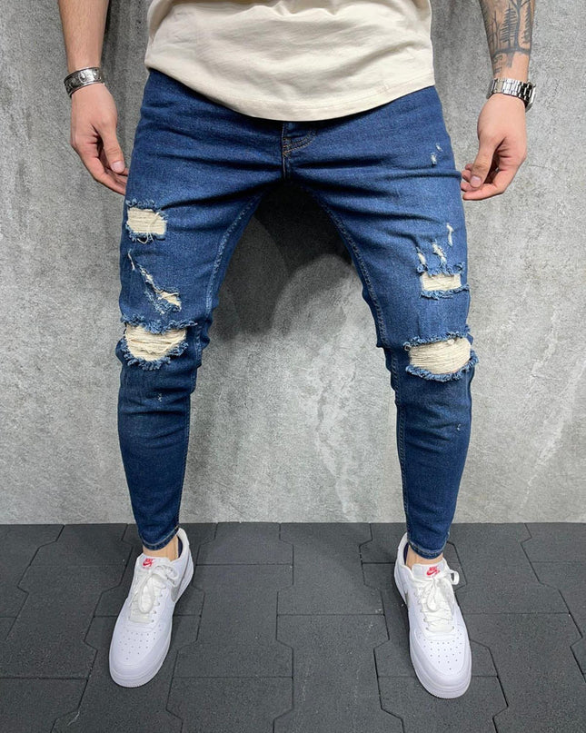 Slim-fit Ripped Stretch Men's Denim Trousers