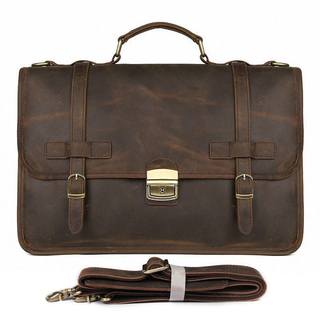 JMD Winter British Style First-Layer Cowhide Briefcase for Men | Premium Leather Office Handbag