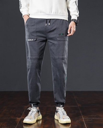 Stretch elastic waist loose-fitting overalls