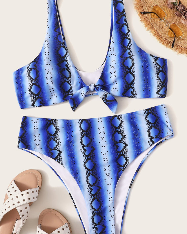 Sexy plus size knotted high waist ladies swimwear