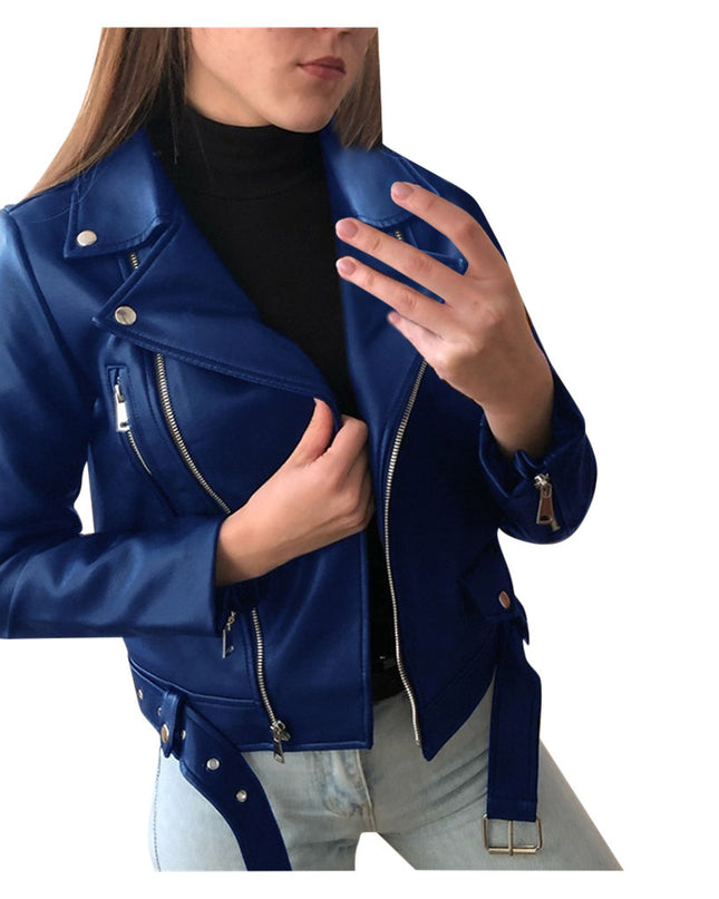 Skinny slim leather jacket motorcycle suit