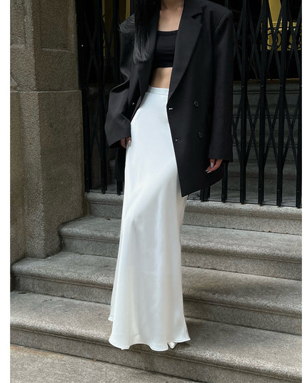 Women's Solid Color Acetate Satin Design Skirt