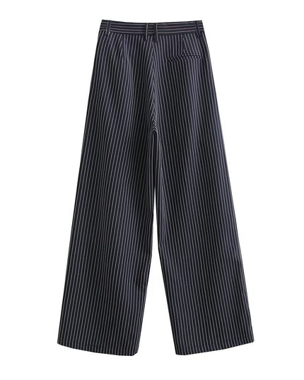 Striped Waist Slim Fit Casual Wide-leg Trousers