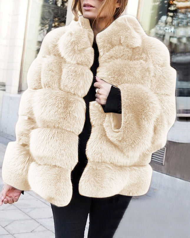 Faux fur stitching women's jacket