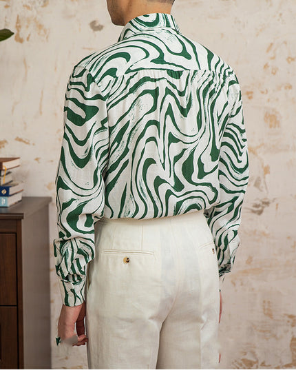 Linen Blended Breathable Draping Bow Tie Shirt